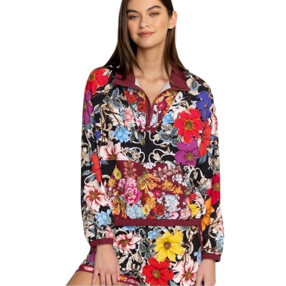 Johnny Was ARCHIBAL MOCK NECK PULLOVER JACKET SMALL NEW WITH TAGS $375 floral